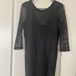 Topshop black glitter dress 3/4 sleeve